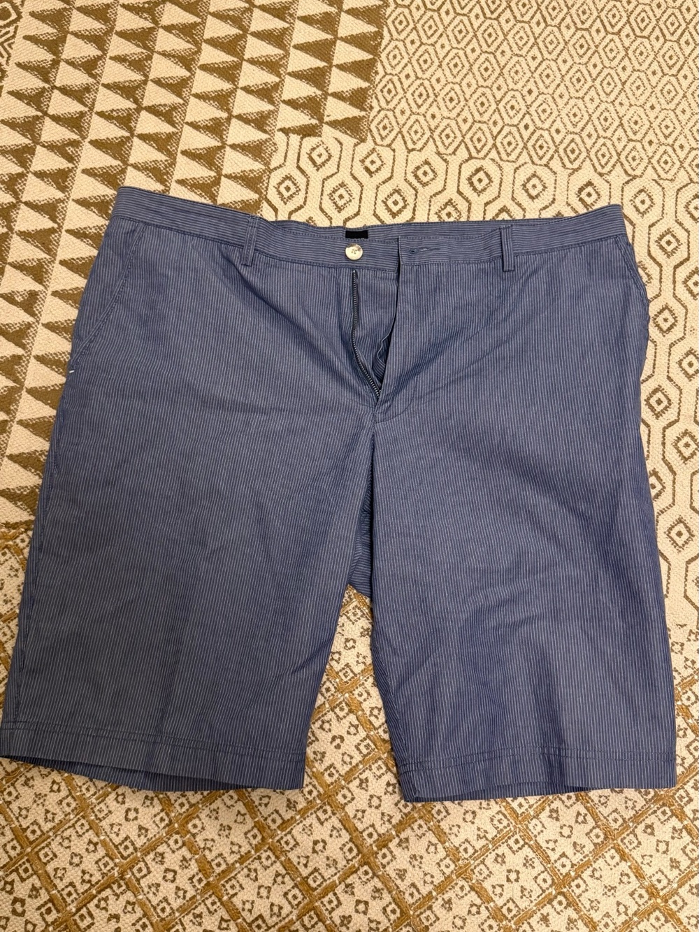 Hugo Boss Men's Navy Pinstripe Flat-Front Shorts
